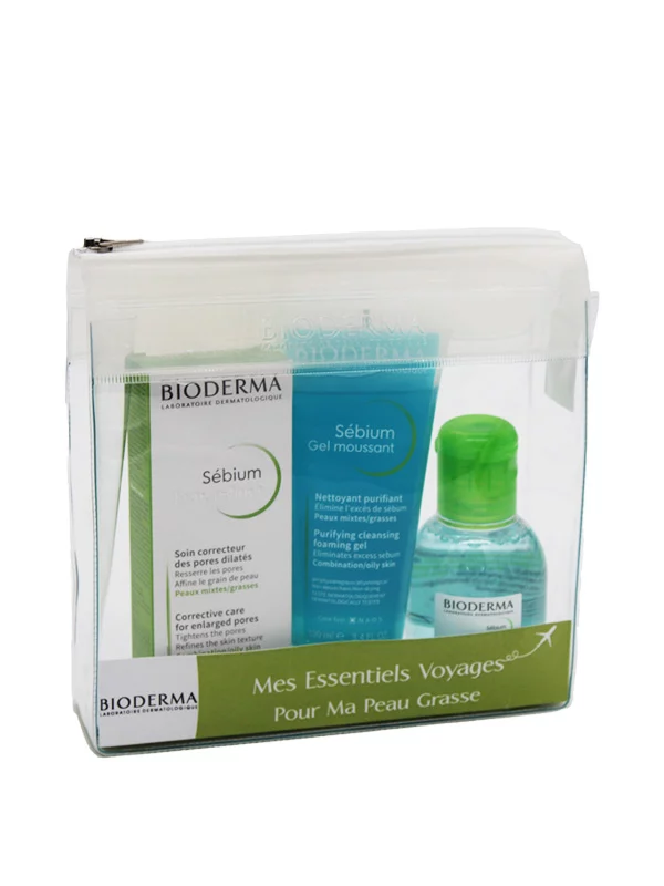 BIODERMA SEBIUM TROUSSE VOYAGE ( H2O + GEL MOUSSANT + PORE REFINER )