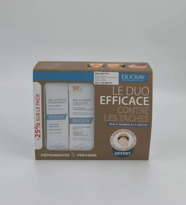 DUCRAY MELASCREEN CONCENTRE ANTI TACHE ECLAT +ECRAN FLUID à 25%