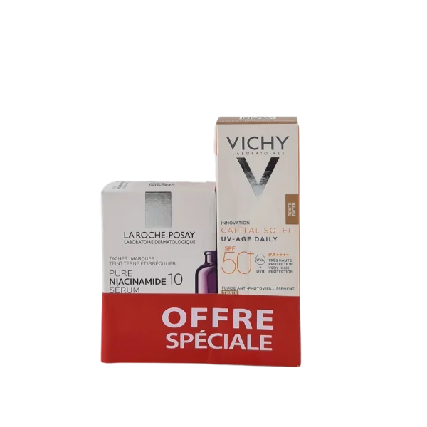 VICHY ECRAN ANTI-AGE DAILY TEINTE SPF50+ 40ML+LRP NIACINAMIDE SERUM OFFERT
