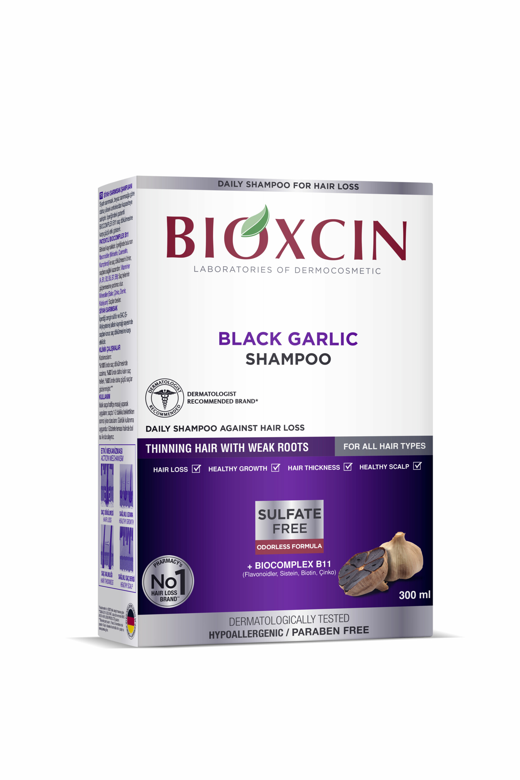 Bioxcine Shampooing Anti-Chute Ail Noir 300ml + Après-Shampooing Kératine & Argan 250ml