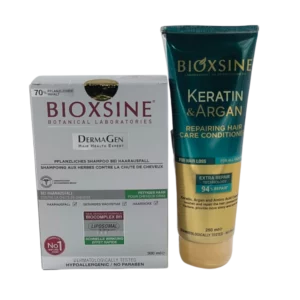 BIOXSINE SHAMP A-CHUTE CHVX GRAS 300ML+APRES SHP KERATINE&ARGAN FL/250ML