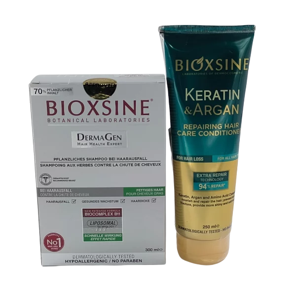 BIOXSINE SHAMP A-CHUTE CHVX GRAS 300ML+APRES SHP KERATINE&ARGAN FL/250ML