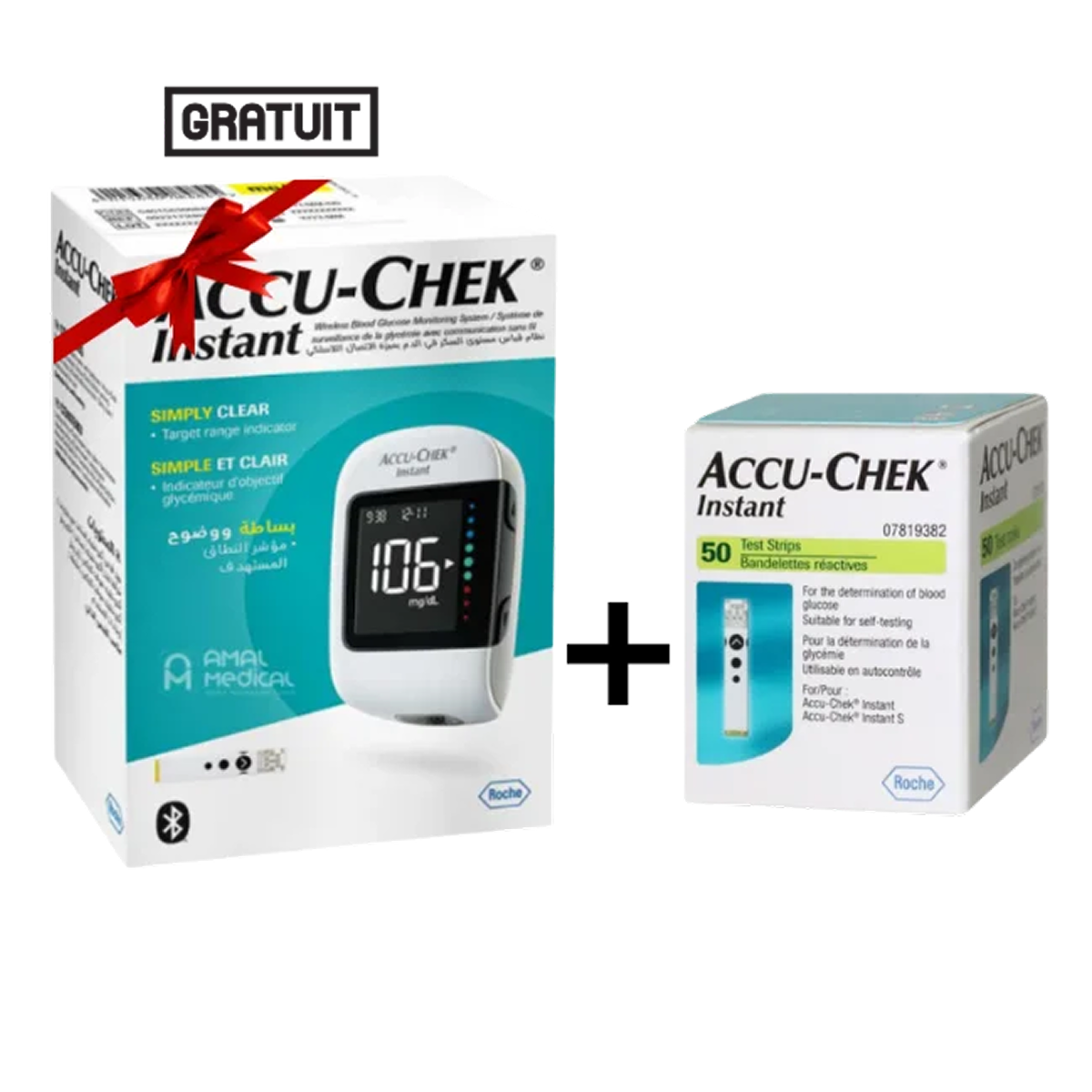 ACCU-CHEK INSTANT COFFRET 50 BANDES + APPAREIL ET 10 BANDES