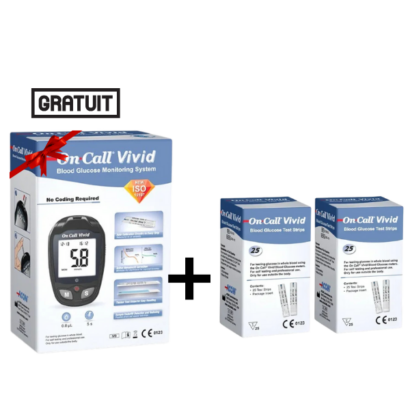 Pack ON CALL VIVID: 2x25 bandelettes + glucomètre + 10 bandelettes offertes