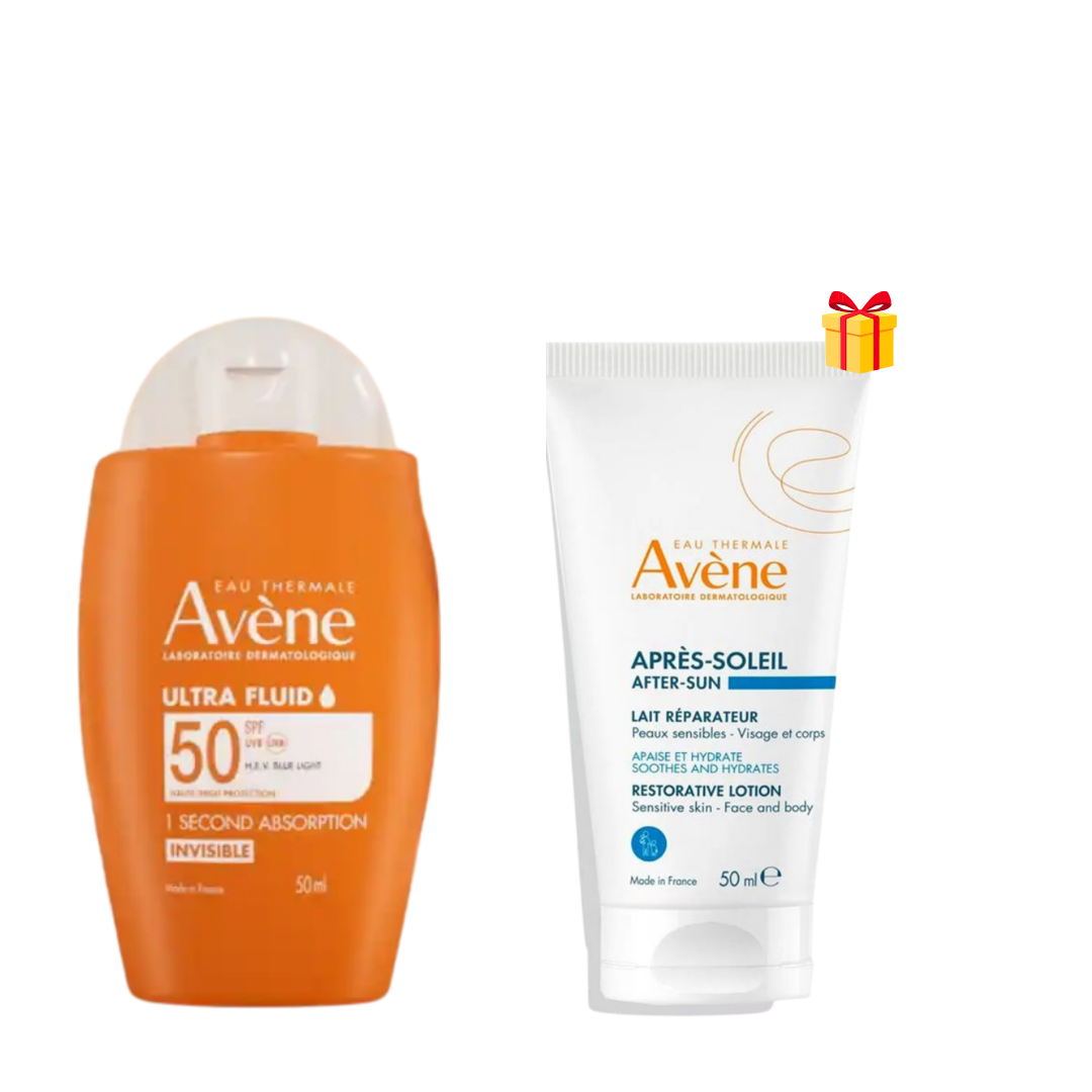 AVENE DUO ECRAN ULTRA FLUID IVISIBLE SPF50+50ML +LAIT APRES-SOLEIL 50ML OFFERT