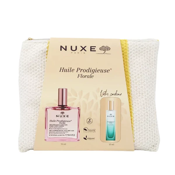 NUXE COFFRET HUILE PRODIGIEUSE FLORALE 50ML+PARFUM NEROLI 15ML ET TROUSSE CADEAUX