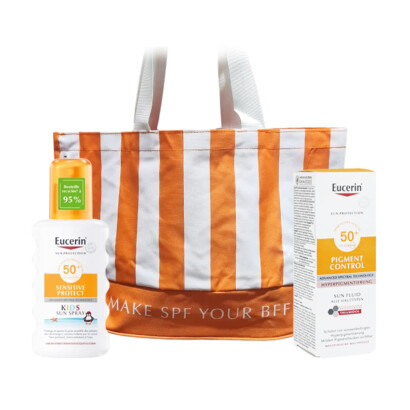 Pack solaire Eucerin Kids Spray SPF50+ + Pigment Control SPF50+ avec sac offert