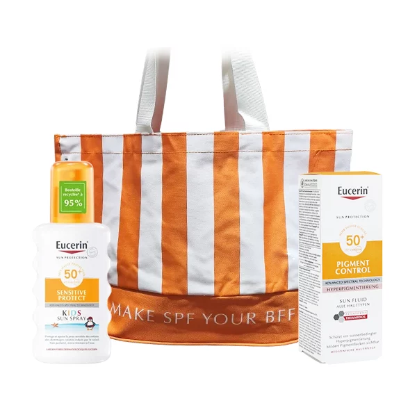 Pack Eucerin Spray Kids 200 ml + Pigment Control SPF50+ 50 ml + sac offert