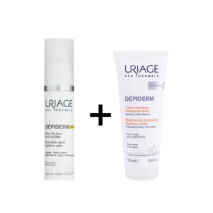uriage depiderm soin de jour spf50+ + crème mousse nettoyante éclat 100ml