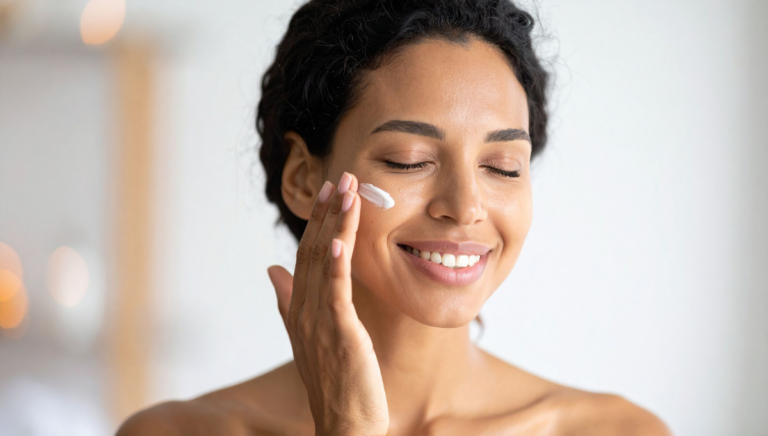 Les bienfaits de l’hydratation de la peau : femme appliquant une crème hydratante