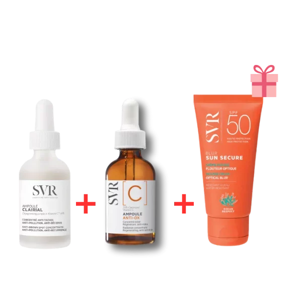 SVR PACK CLAIRIAL AMPOULE 30ML+AMPOULE ANTI OX VIT C 30ML + ECRAN BLUR INV SPF50+ 50ML GRATUIT