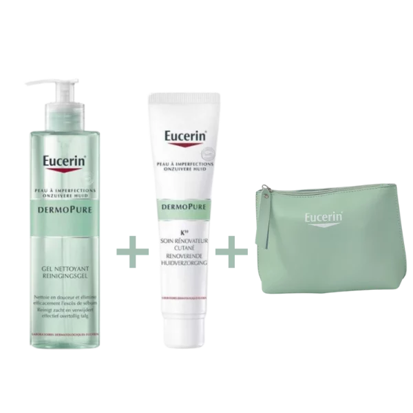 EUCERIN DERMOPURE K10 SOIN RENOVATEUR CUTANEE 40ML+GEL NETTOYANT AVEC POMPE 200ML+TROUSSE