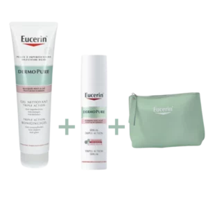 EUCERIN DERMOPURE GEL NETTOYANT TRIPLE ACTON 150ML+SERUM TRIPLE ACTION+TROUSSE