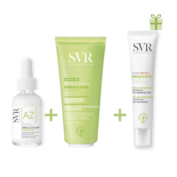 SVR COFF SEBIACLEAR CREME LAVANTE 200ML+AMPOULE FLASH AZ 30ML+ SEBIACLEAR ECRAN SPF50+GRATUIT