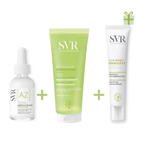 SVR COFF SEBIACLEAR GEL MOUSSANT 200ML+AMPOULE FLASH AZ 30ML+ SEBIACLEAR ECRAN SPF50+ GRATUIT
