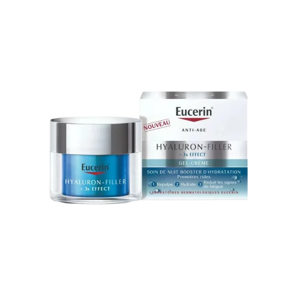 EUCERIN HYALURON FILLER + 3 EFFECT GEL CR SOIN NUIT BOOSTER D'HYDRATATION 50ML + TROUSSE CADEAU — 2