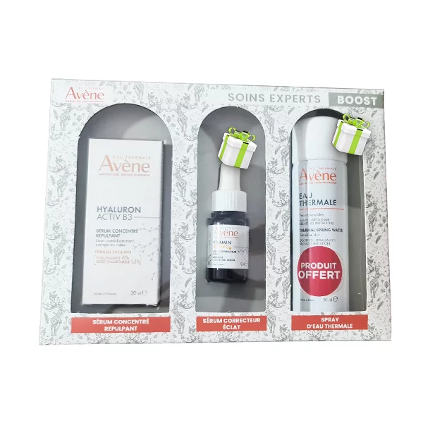 AVÈNE COFFRET HYALURON ACTIV B3 SÉRUM 30ML + EAU THERMALE 50ML + VITAMINE Cg 10ML OFFERTS