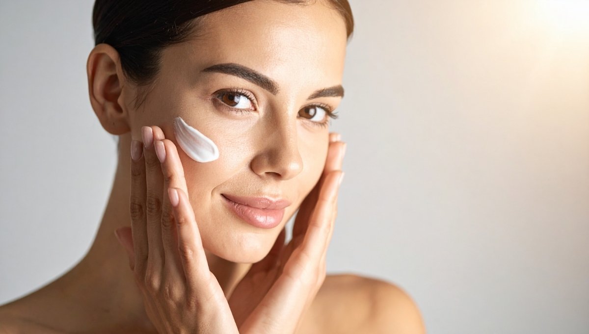 Femme appliquant une crème hydratante visage tunisie