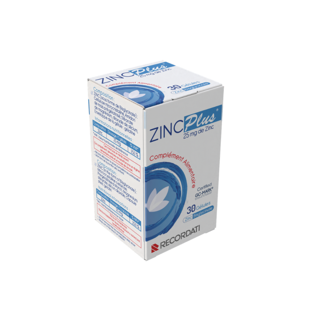 ZINC PLUS 25 mg gélules : complément alimentaire immunité et métabolisme Tunisie