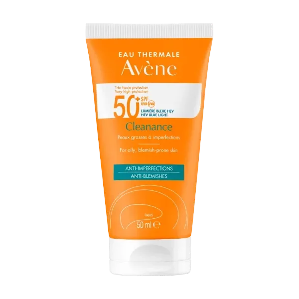 AVÈNE CLEANANCE SOLAIRE SPF50+ PEAUX GRASSES À IMPERFECTIONS 50ML