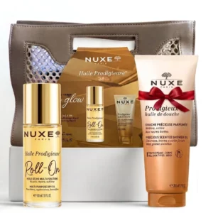 Nuxe Huile Prodigieuse Roll-On 60ml avec Huile de Douche Prodigieux 200ml et sac offerts