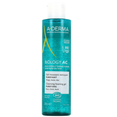 A-Derma Biology AC Gel moussant nettoyant purifiant 200 ml pour peaux grasses à tendance acnéique