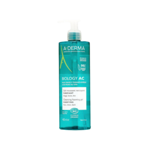 A-Derma Biology AC Gel moussant nettoyant purifiant 400 ml en flacon pompe pour peaux grasses à tendance acnéique