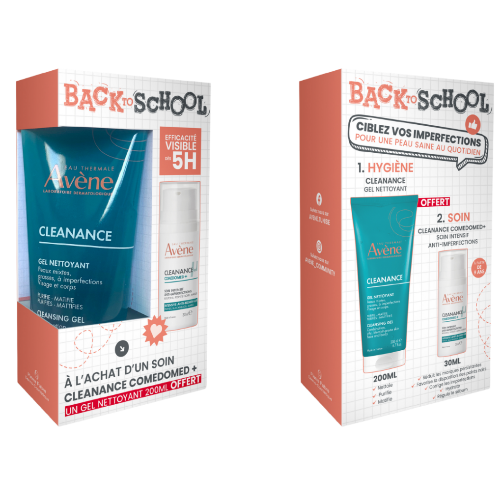 Avène Cleanance Comedomed+soin anti-imperfection+Cleanance gel nettoyant 200ml offert