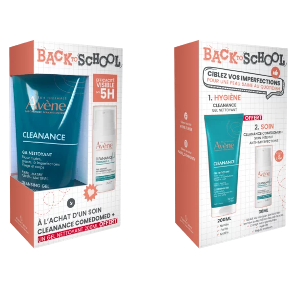 Avène Cleanance Comedomed+soin anti-imperfection+Cleanance gel nettoyant 200ml offert