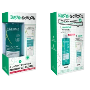 ADERMA A-Derma Biology AC soin matifiant anti-imperfection+Biology AC gel moussant 200ml offert