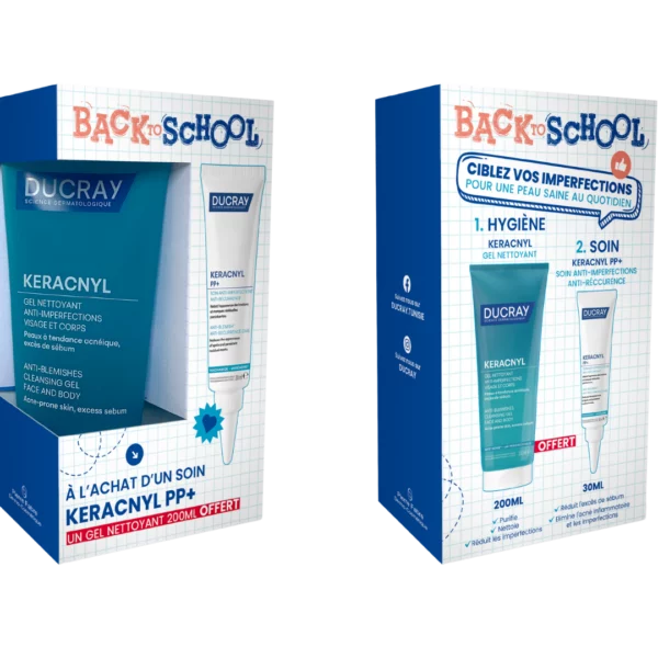 Ducray Keracnyl PP+ crème 30ml+Keracnyl gel nettoyant 200ml offert
